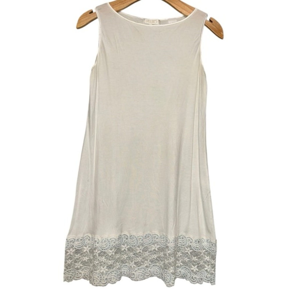 Pluto Women’s Size S White Sleeveless Lace Bottom Trim Tank Slip Chemise Nighty